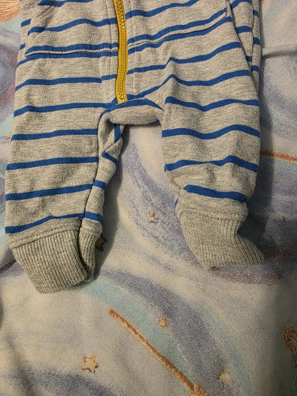 Baby Hooded One-Piece with Yellow Zip